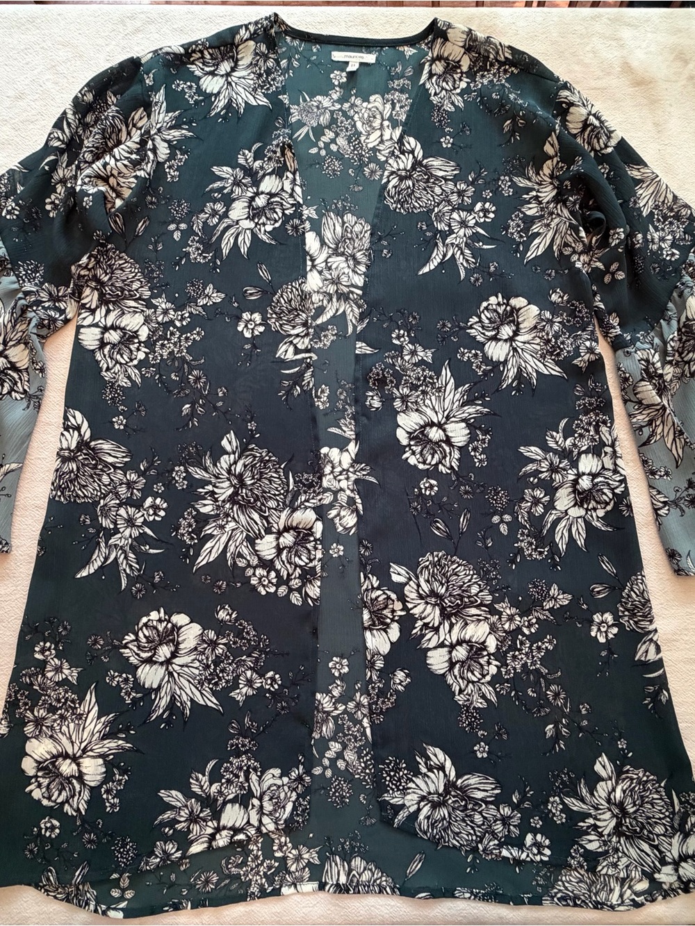Kimono - Maurices Teal Floral Open Kimono Like New!🌷